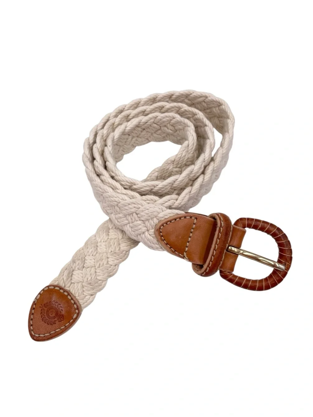 Vintage 90s Liz Claiborne White Woven Braided Belt 32.5